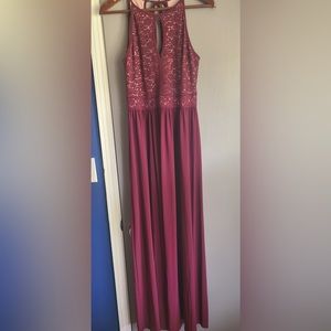 David’s Bridal Burgundy Keyhole Bridesmaid Dress